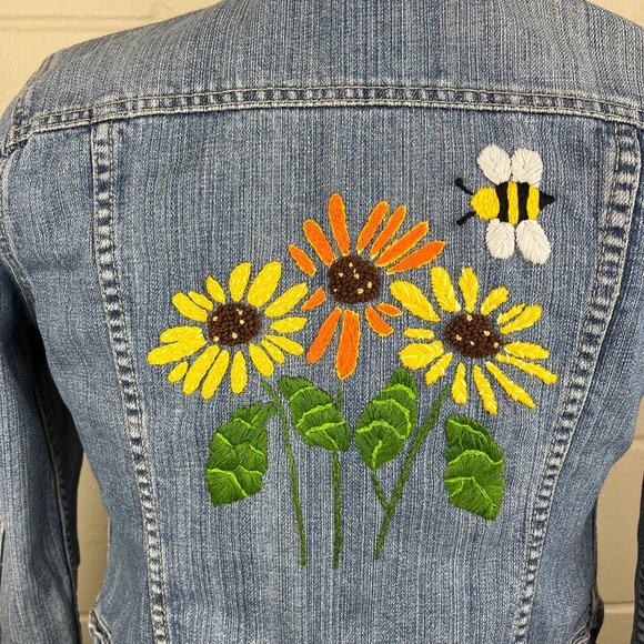 Custom Embroidery American Eagle Denim Jacket - Picture 1 of 6